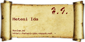 Hetesi Ida névjegykártya